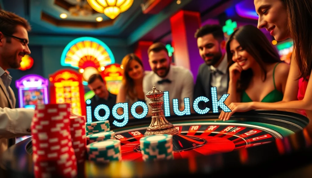 Experience the thrill of gambling at jogoluck casino with players enjoying the roulette table action.