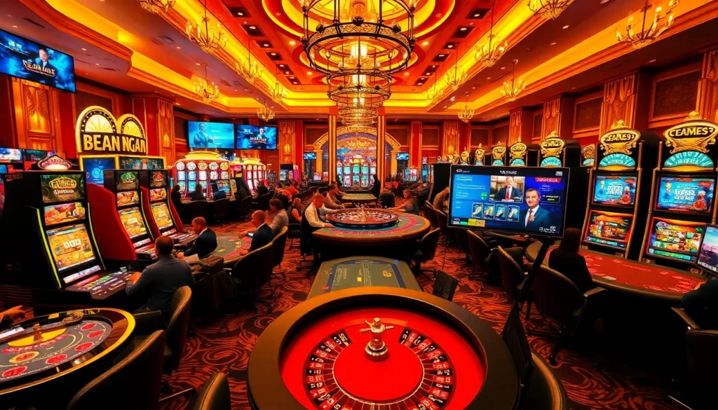 The dynamic casino scene with players enjoying games at 88aa.com, featuring tables, slots, and vibrant betting action.